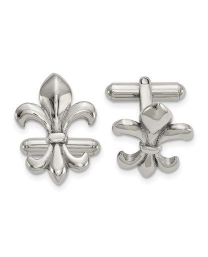 Stainless Steel Fleur De Lis Cuff Links