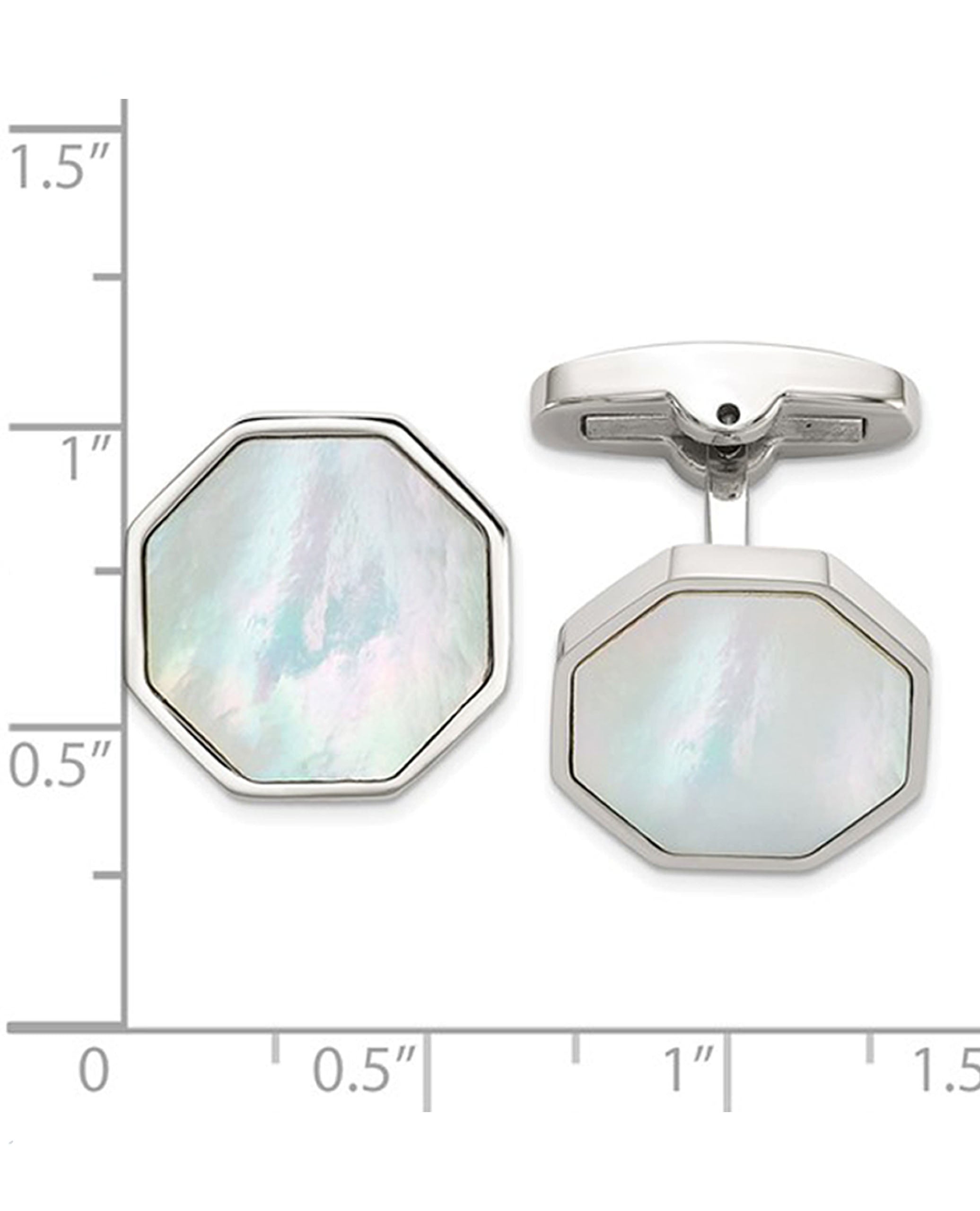 Stainless Steel Octagon Mother of Pearl Cuff Links