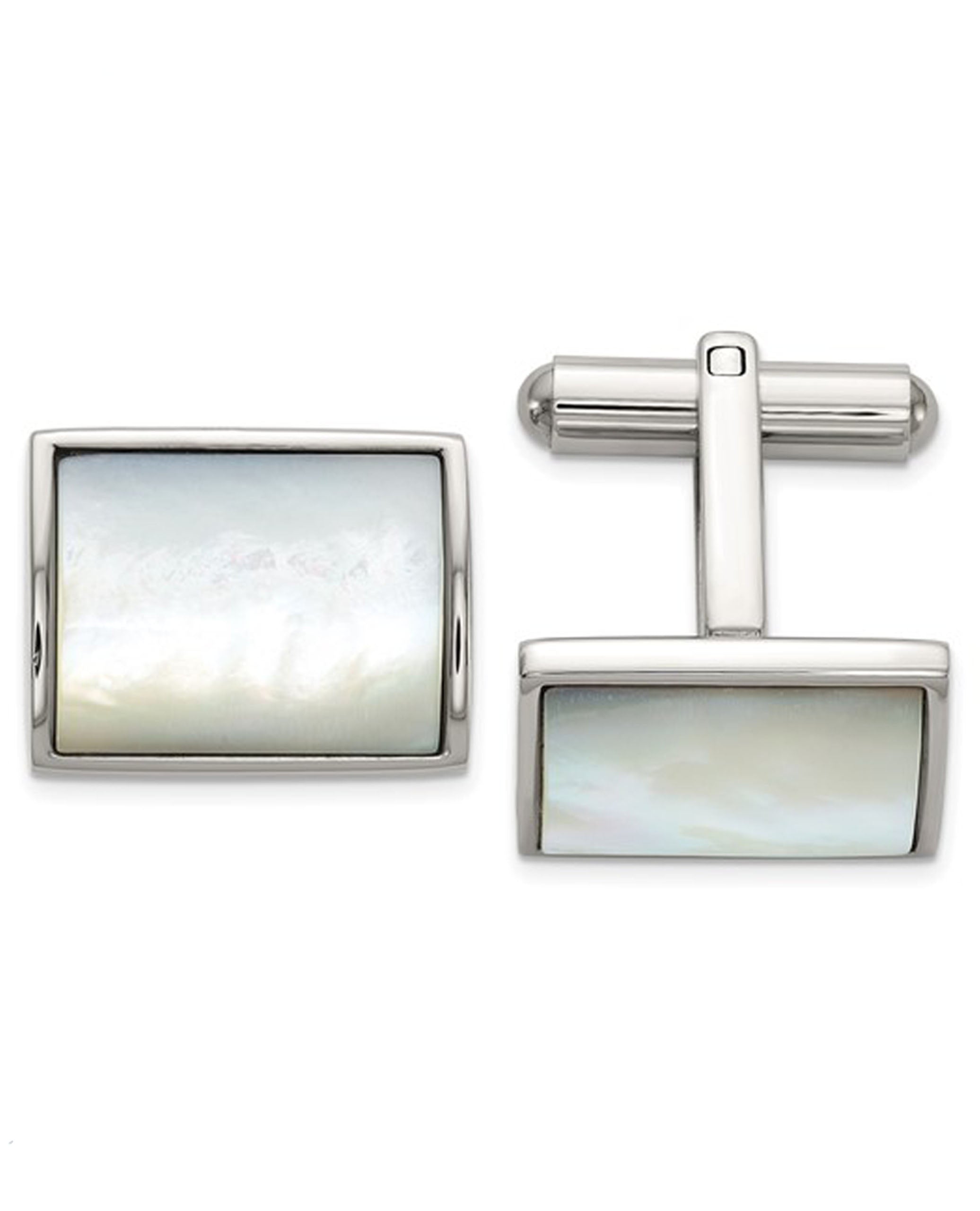 Stainless Steel Mother of Pearl Inlay Cuff Links