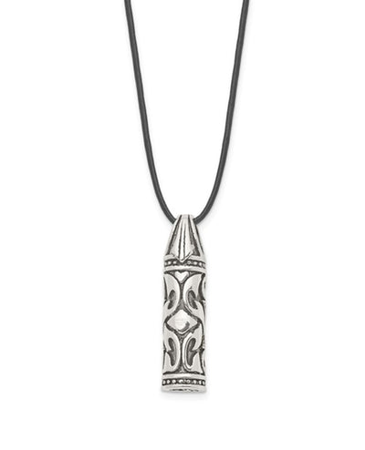 Chisel Stainless Steel Antiqued and Polished with the Accent Star of David Pendant on a 20 inch Leather Cord Necklace