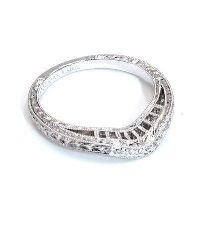 Kirk Kara SS6454B-BS Diamond Wedding Band with Hand Carving