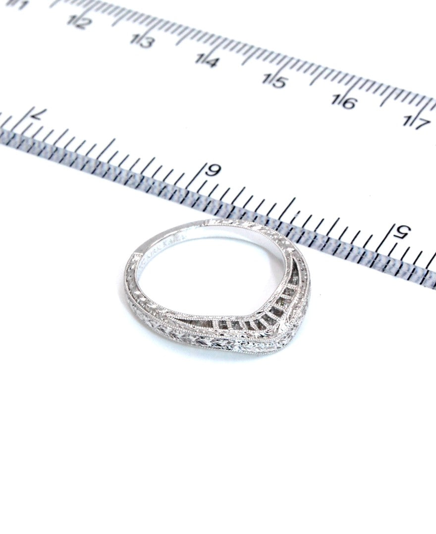 Kirk Kara SS6454B-BS Diamond Wedding Band with Hand Carving