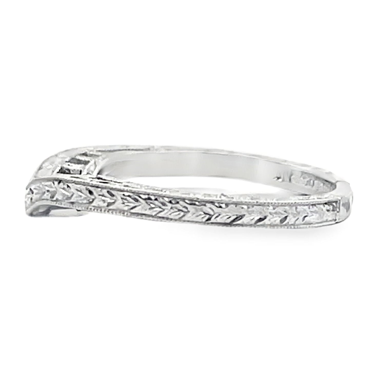 Kirk Kara SS6454B-BS Diamond Wedding Band with Hand Carving