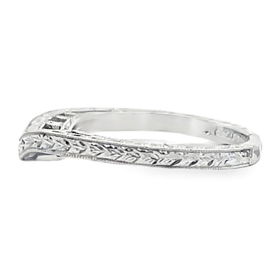 Kirk Kara SS6454B-BS Diamond Wedding Band with Hand Carving