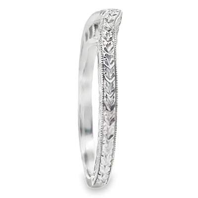 Kirk Kara SS6454B-BS Diamond Wedding Band with Hand Carving