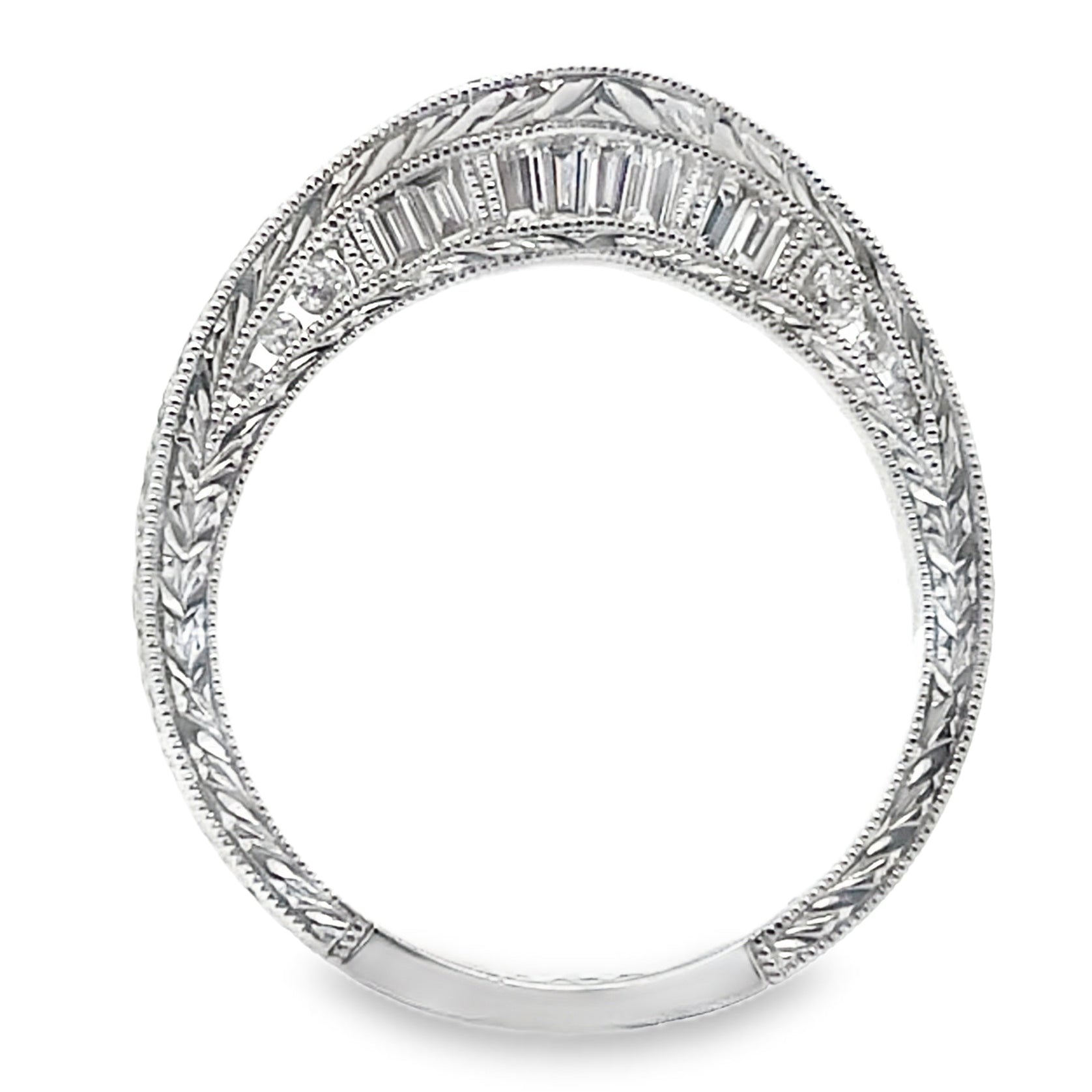 Kirk Kara SS6454B-BS Diamond Wedding Band with Hand Carving