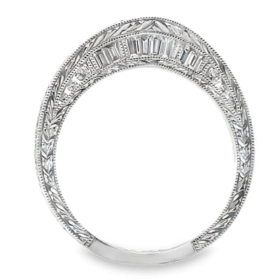 Kirk Kara SS6454B-BS Diamond Wedding Band with Hand Carving