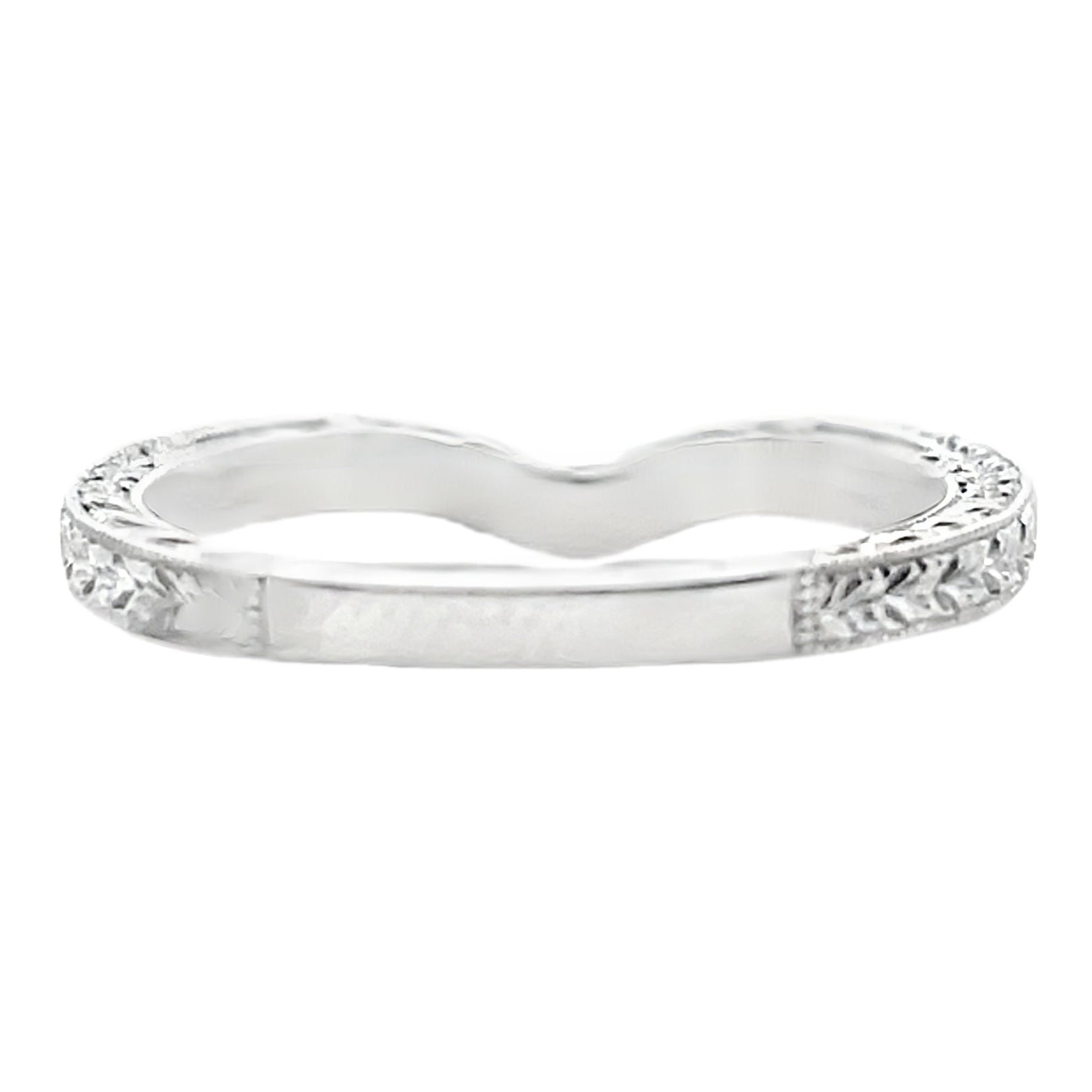 Kirk Kara SS6454B-BS Diamond Wedding Band with Hand Carving