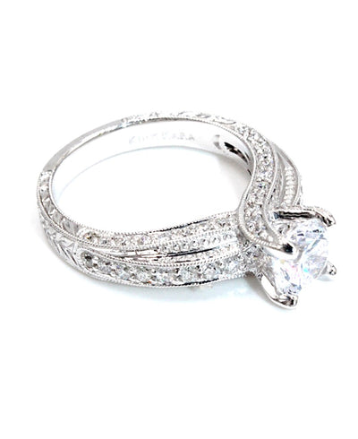 Kirk Kara SS6625 Stella Diamond Engagement Ring Hand Engraved with Beading