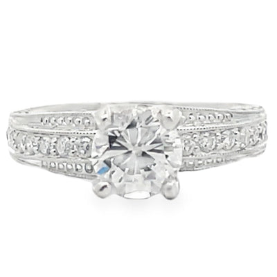 Kirk Kara SS6625 Stella Diamond Engagement Ring Hand Engraved with Beading