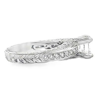 Kirk Kara SS6625 Stella Diamond Engagement Ring Hand Engraved with Beading