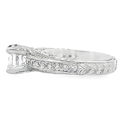 Kirk Kara SS6625 Stella Diamond Engagement Ring Hand Engraved with Beading