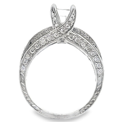 Kirk Kara SS6625 Stella Diamond Engagement Ring Hand Engraved with Beading