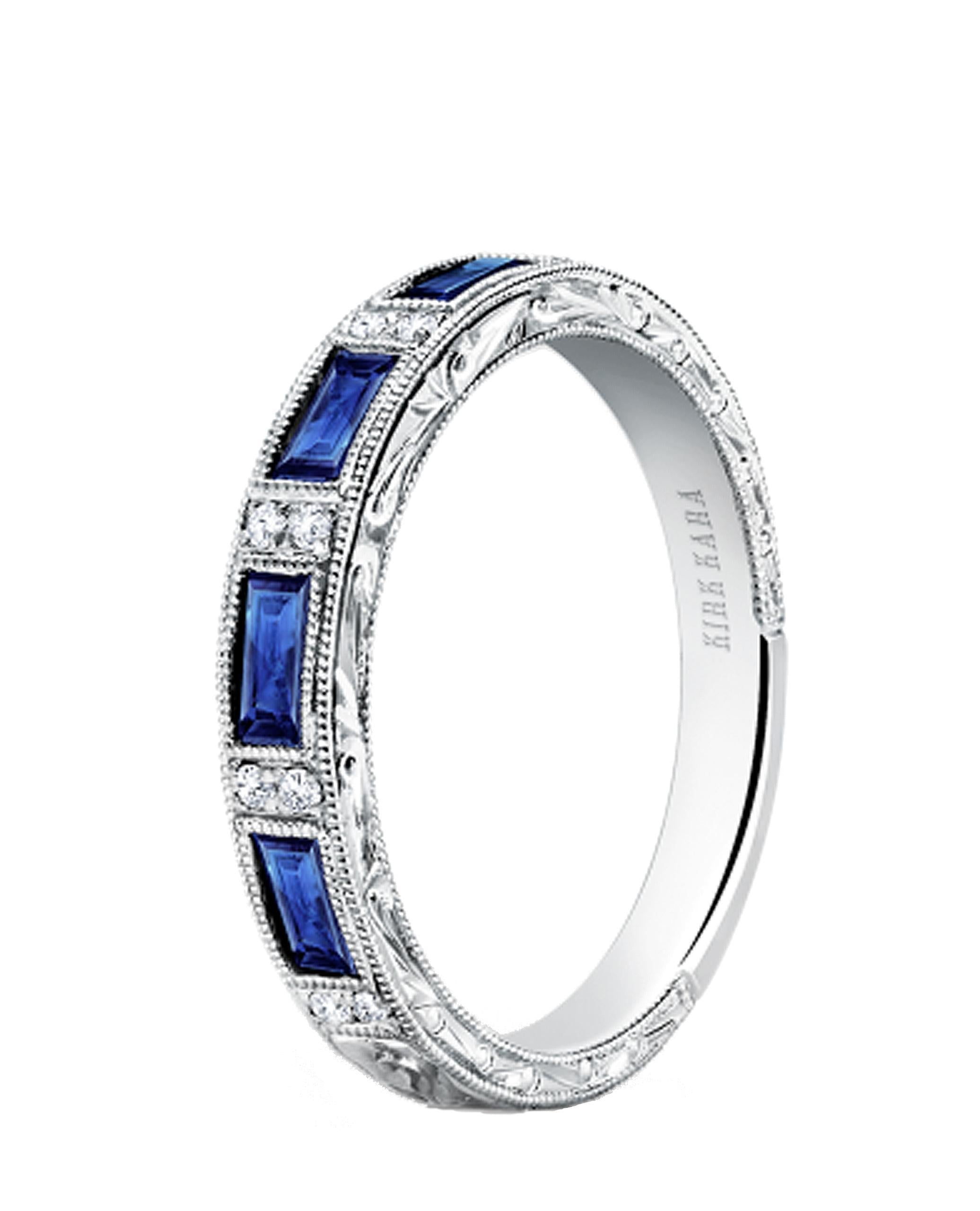 Kirk Kara SS6685-B1 Charlotte Sapphire Band with Beading and Round Diamonds