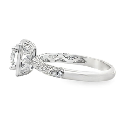 Kirk Kara SS6934-R Carmella 18K White Gold Hand Engraved Engagement Ring with Round Diamonds
