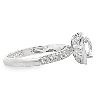 Kirk Kara SS6934-R Carmella 18K White Gold Hand Engraved Engagement Ring with Round Diamonds