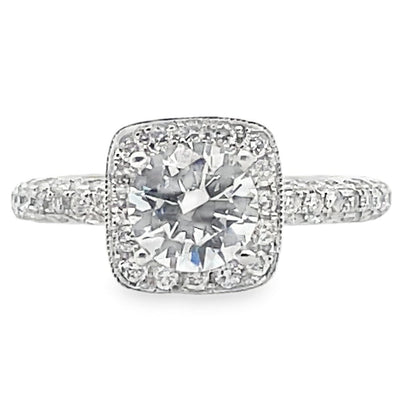 Kirk Kara SS6934-R Carmella 18K White Gold Hand Engraved Engagement Ring with Round Diamonds