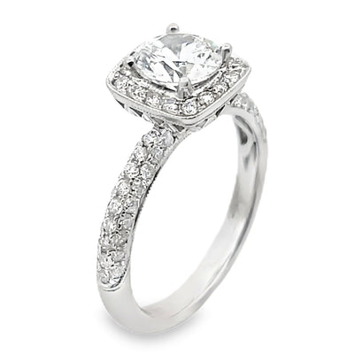 Kirk Kara SS6934-R Carmella 18K White Gold Hand Engraved Engagement Ring with Round Diamonds