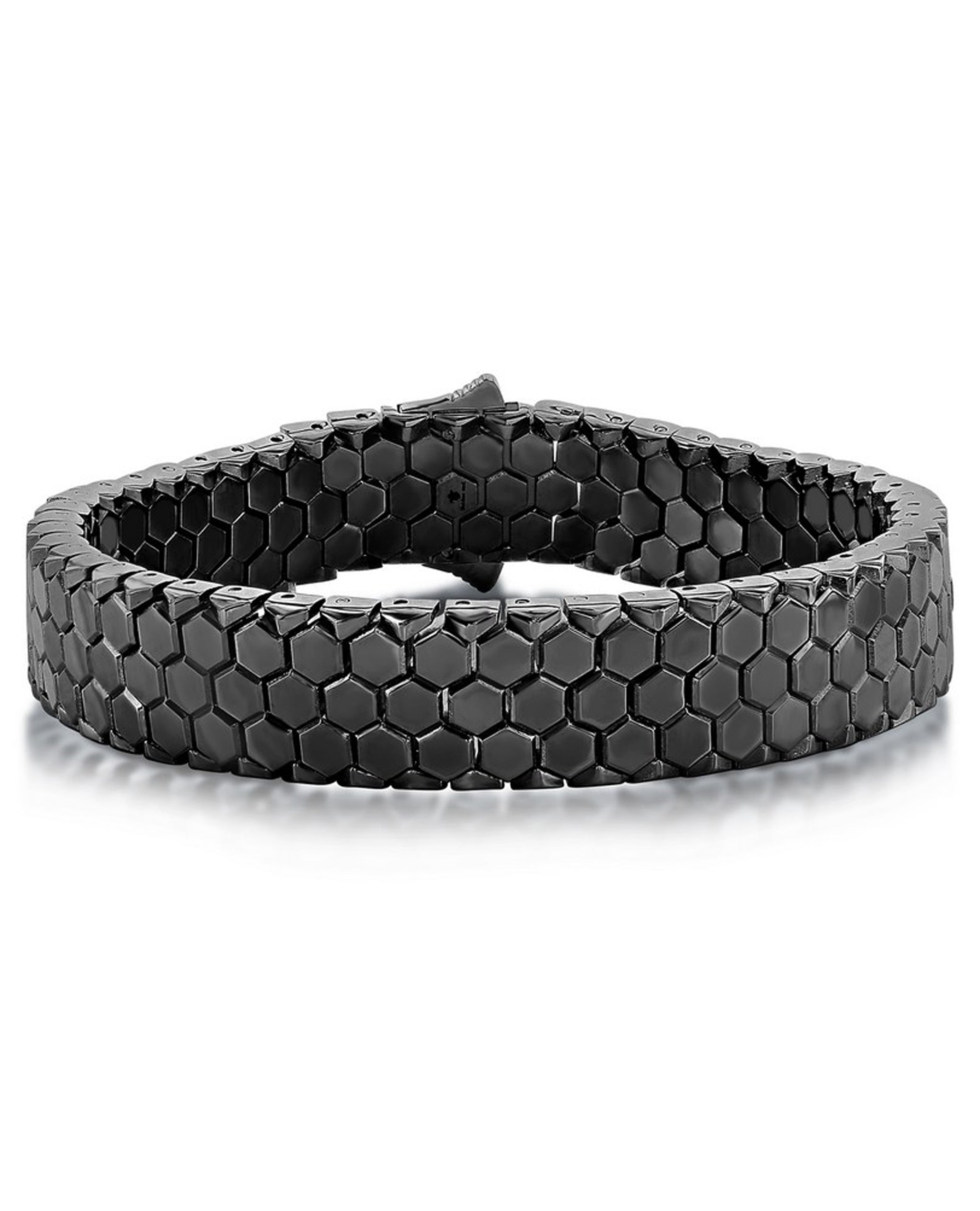Stainless Steel Honeycomb Design Bracelet -Black