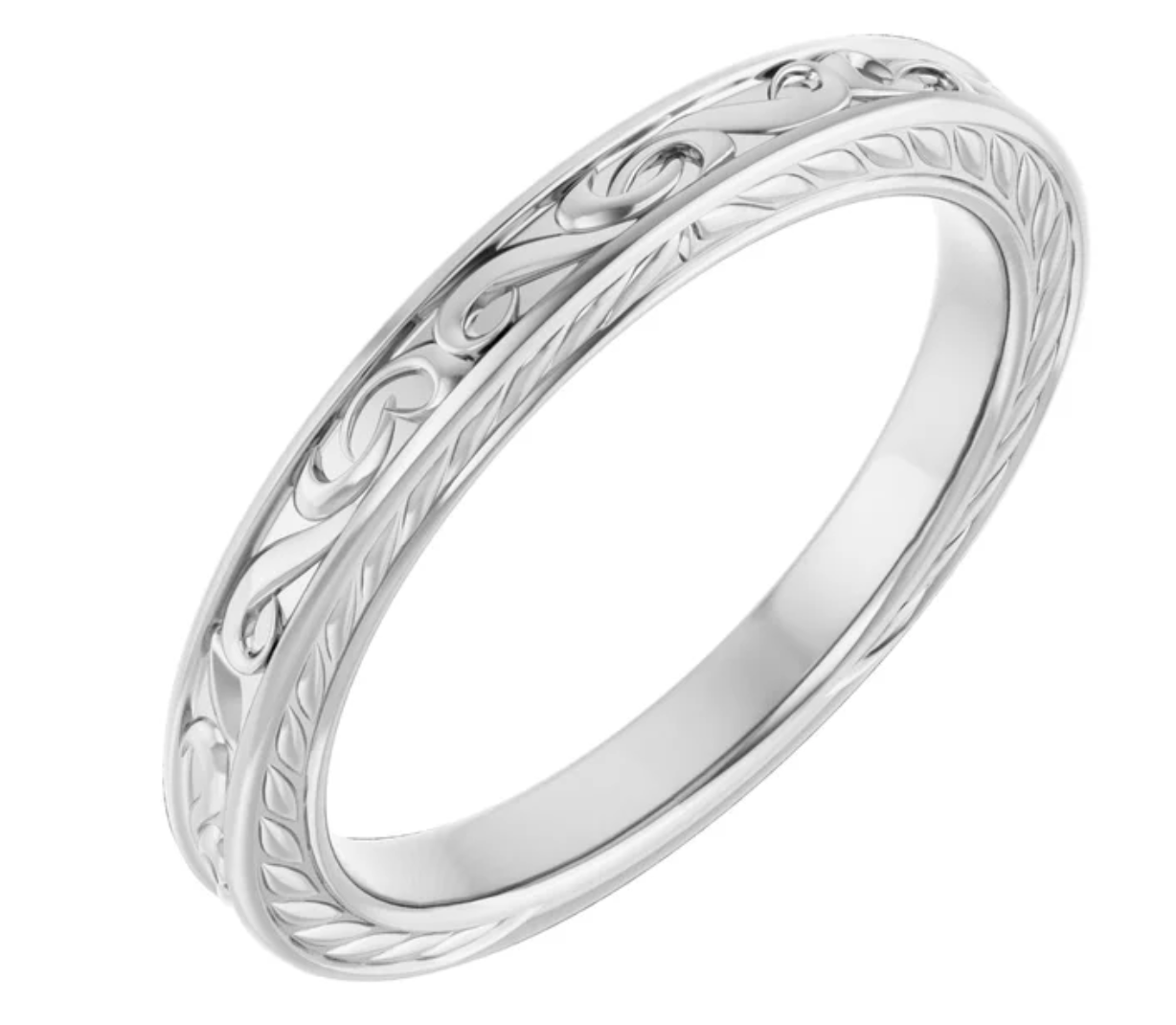 Continuum Sterling Silver Engraved Wedding Band with Custom Inside Engraving: Philippians 1:3 - Payment 1 of 2