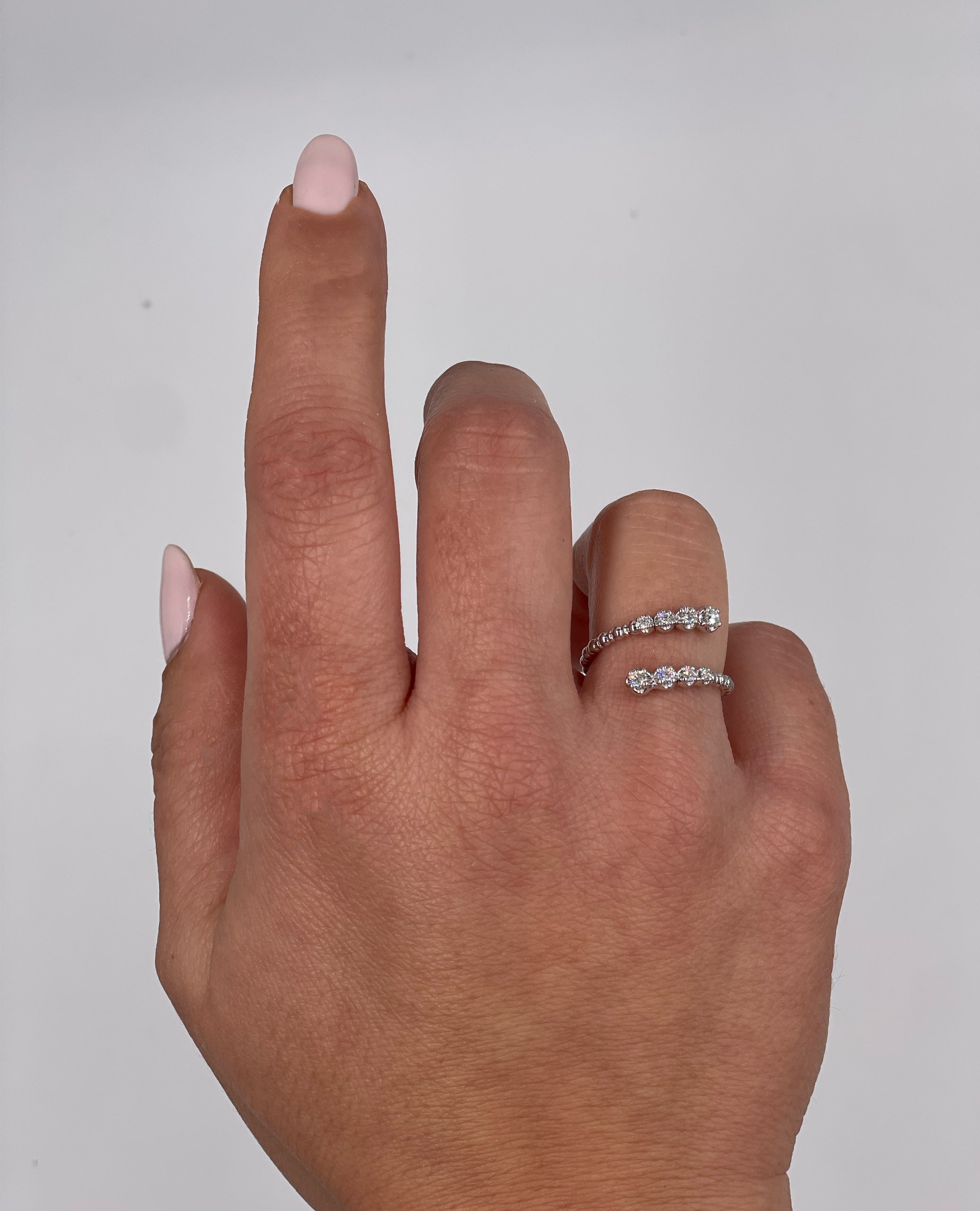 14K White Gold Diamond Flex Bypass Ring