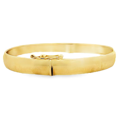 Pre-owned Vintage 18K Yellow Gold Hinged Bangle Bracelet with Safety Clasp and Floral Elongated Engraved Detail