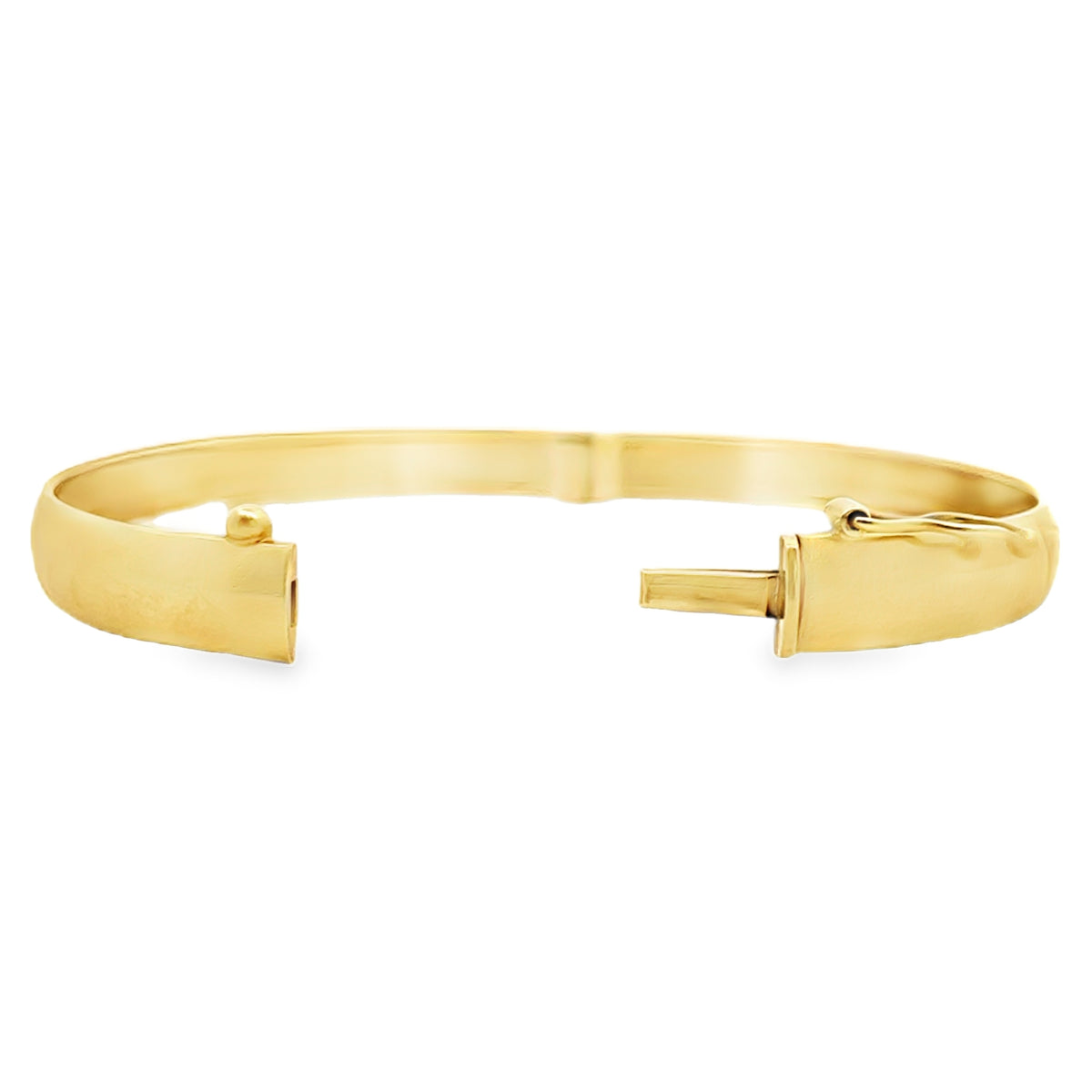 Pre-owned Vintage 18K Yellow Gold Hinged Bangle Bracelet with Safety Clasp and Floral Elongated Engraved Detail