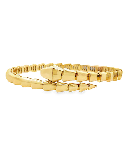 18K Yellow Gold Snake Bypass Bangle Bracelet