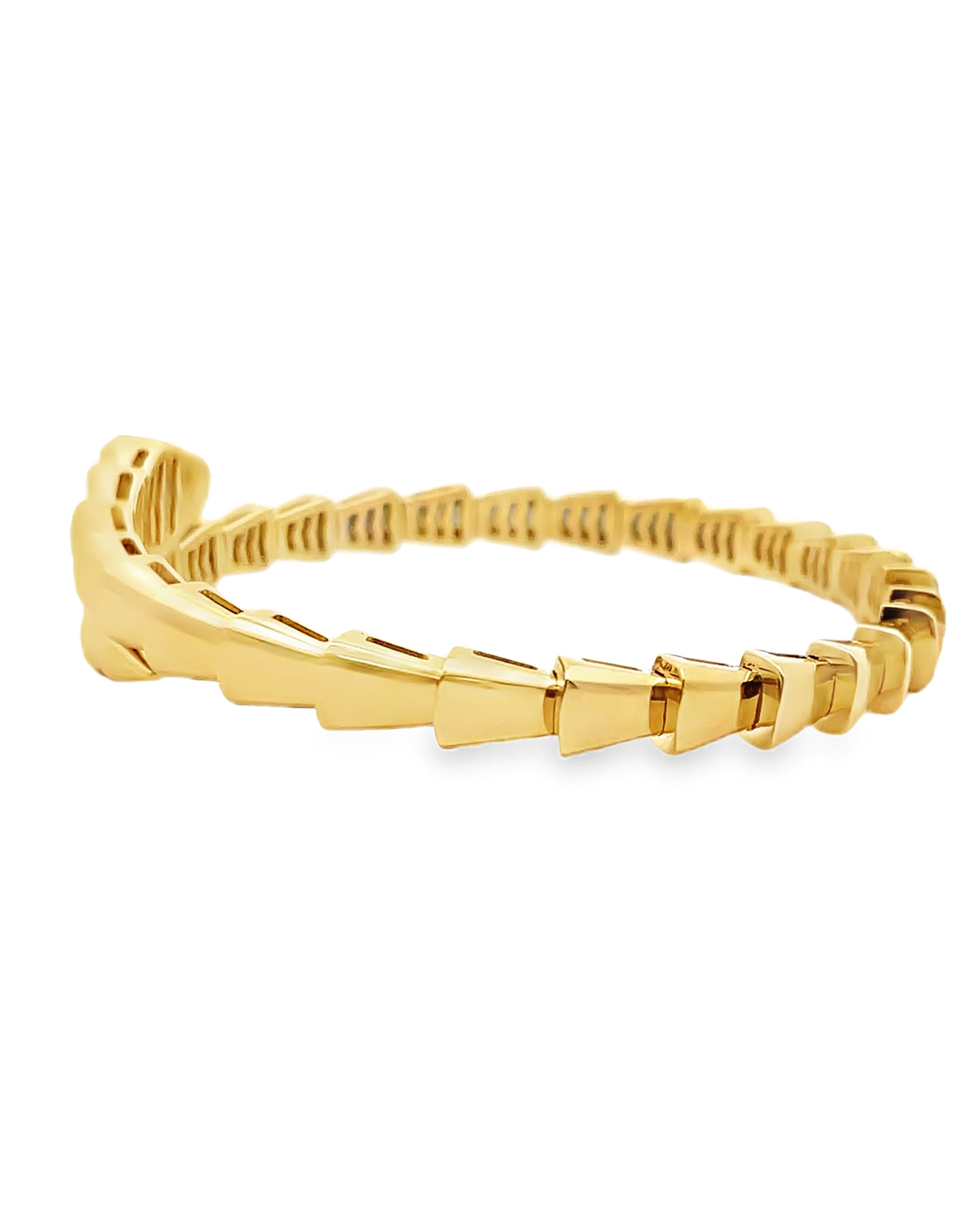 18K Yellow Gold Snake Bypass Bangle Bracelet