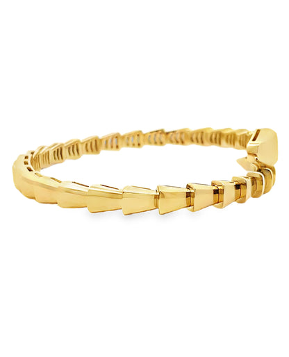 18K Yellow Gold Snake Bypass Bangle Bracelet