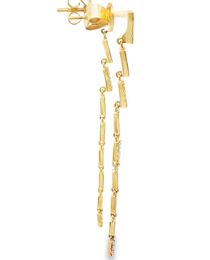 14K Yellow Gold Diamond Dangle Earrings