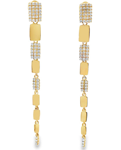14K Yellow Gold Diamond Dangle Earrings