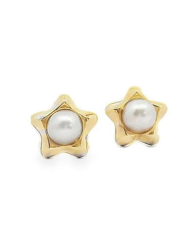 14K Yellow Gold Star Screwback Earrings