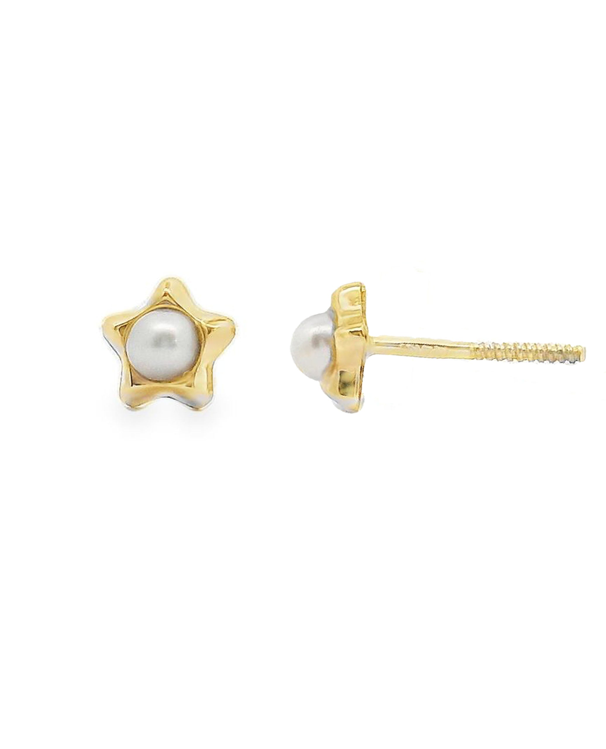 14K Yellow Gold Star Screwback Earrings