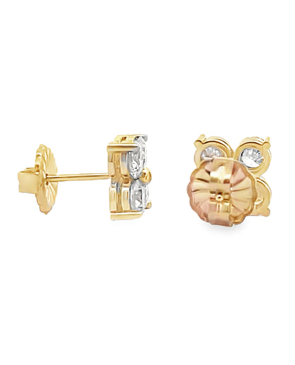 14K Yellow Gold Stud Earrings with Lab Grown Diamonds with Pushbacks