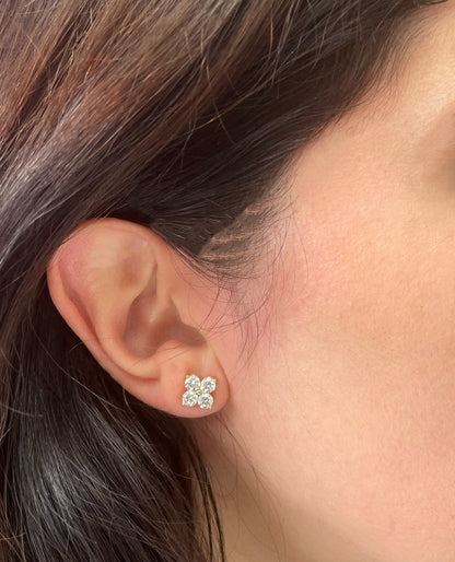 14K Yellow Gold Stud Earrings with Lab Grown Diamonds with Pushbacks
