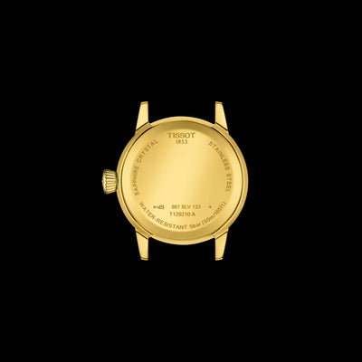 Tissot T129.210.33.263.00 Classic Dream 28mm Gold Color Watch with Black Roman Numerals and Gold Color Dial