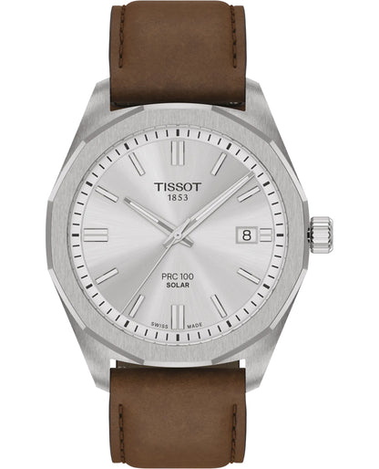 Tissot T151.422.16.031.00 PRC 100 Solar 39mm Watch with Leather Strap