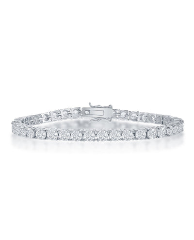 Sterling Silver Tennis Bracelet - 4mm Wide with Double Safety Clasp