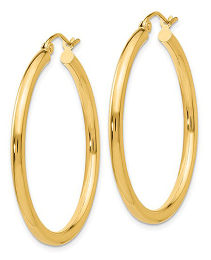 14K Yellow Gold 2.5mm Tube Hoop Earrings