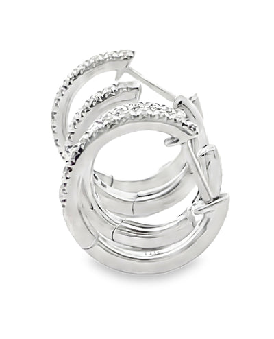 18K White Gold 0.38 Carat Diamond Mini Double Hoop Earrings