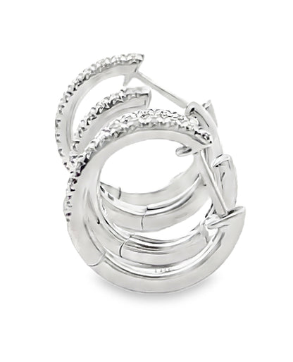 18K White Gold 0.38 Carat Diamond Mini Double Hoop Earrings