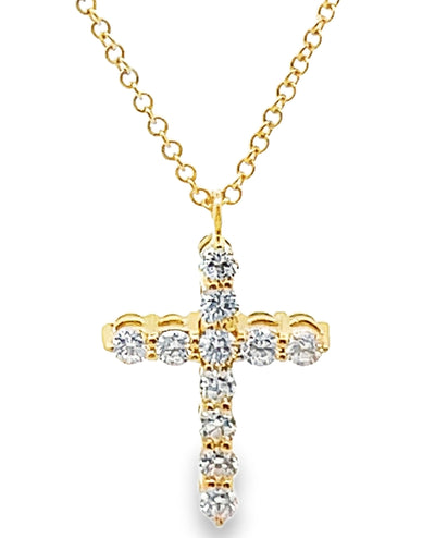 Reversible Emerald & Diamond Cross Necklace in 18K Yellow Gold