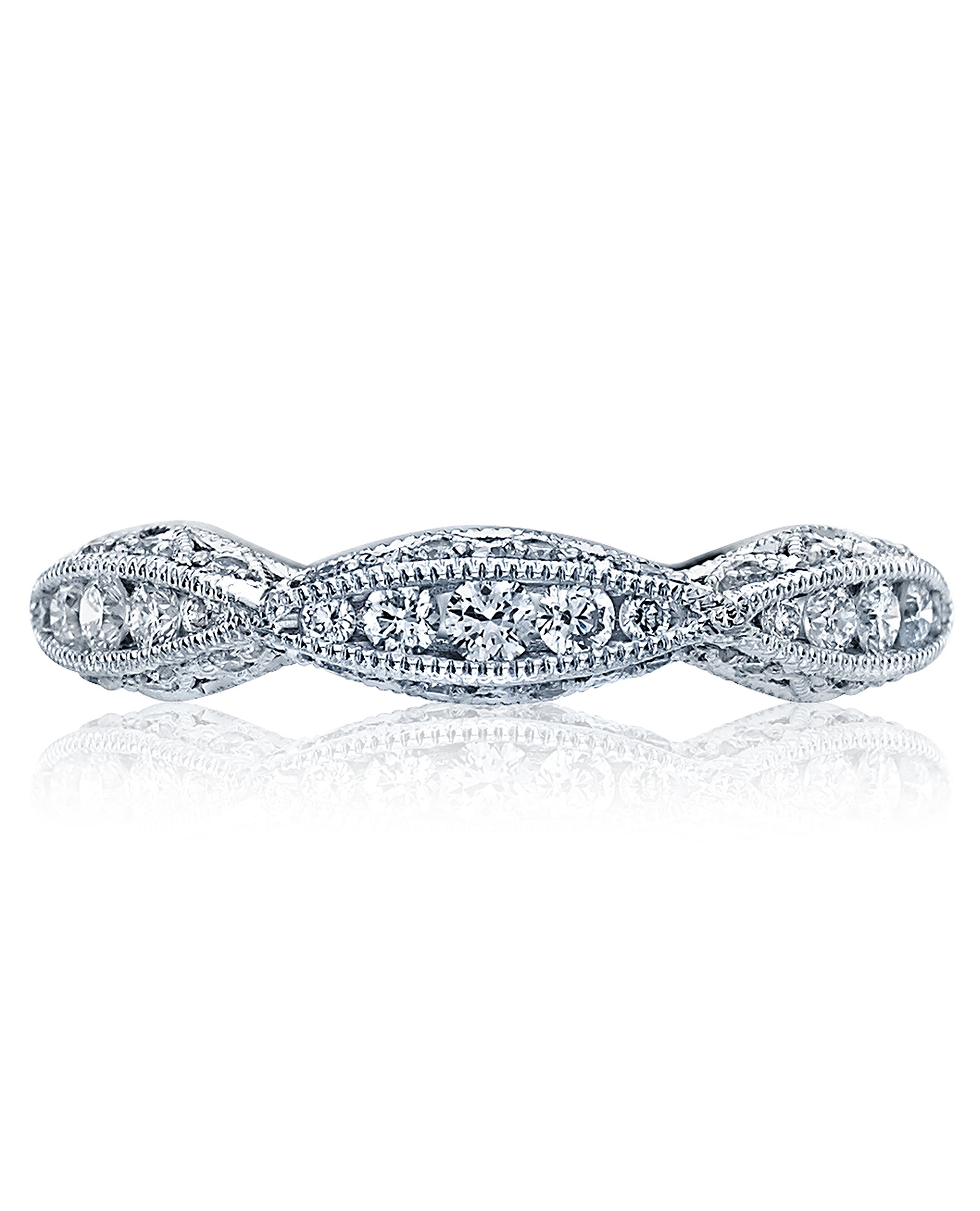 Tacori 2578 18K White Gold "Ribbon" Eternity Band, Diamonds 0.87 Carats, Size 6.5
