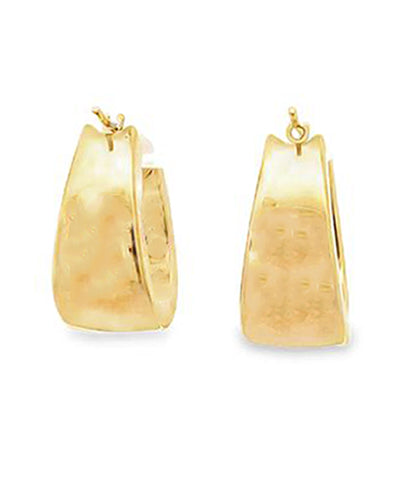 14K Yellow Gold Tapered Hollow Hoop Earrings