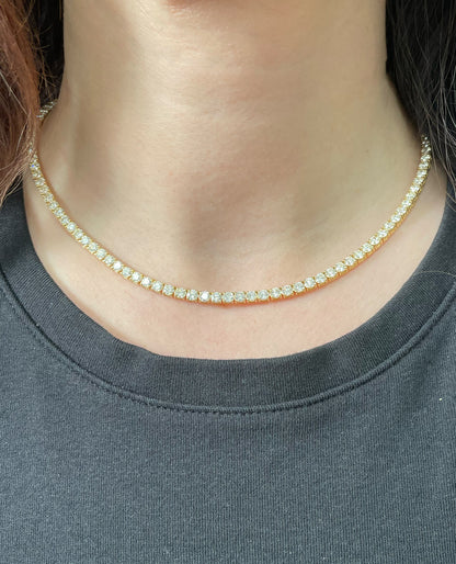 18K Yellow Gold Lab Grown Diamond Tennis Necklace