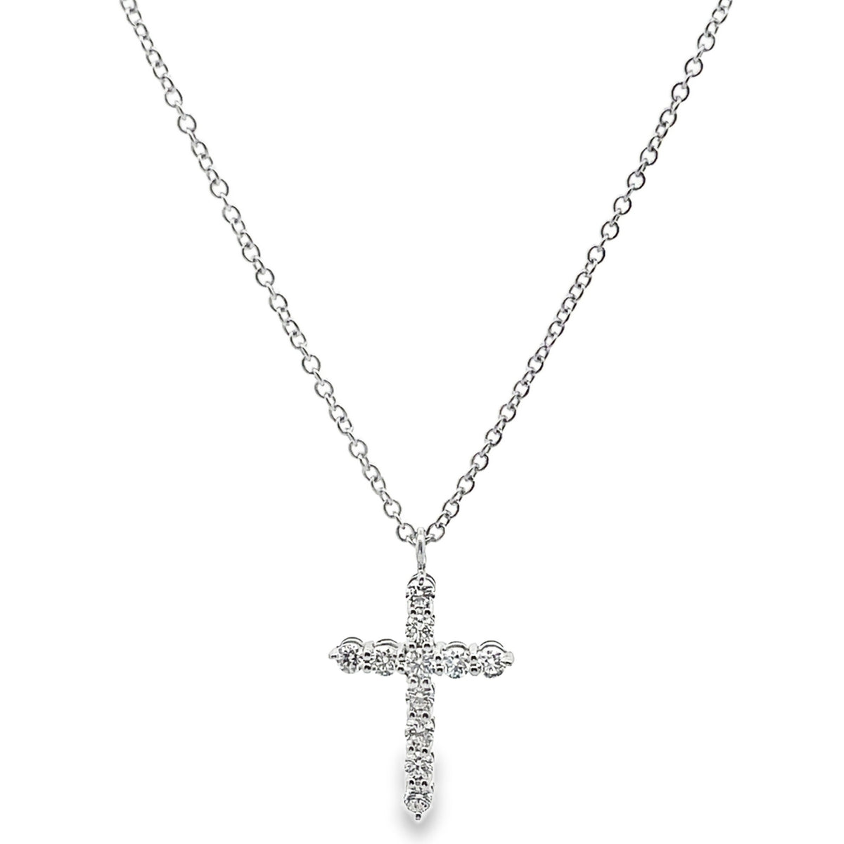 18K White Gold Reversible Rubies & Diamond Cross Pendant Necklace
