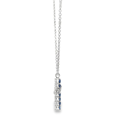 18K White Gold Reversible Blue Sapphire & Diamond Cross Pendant Necklace