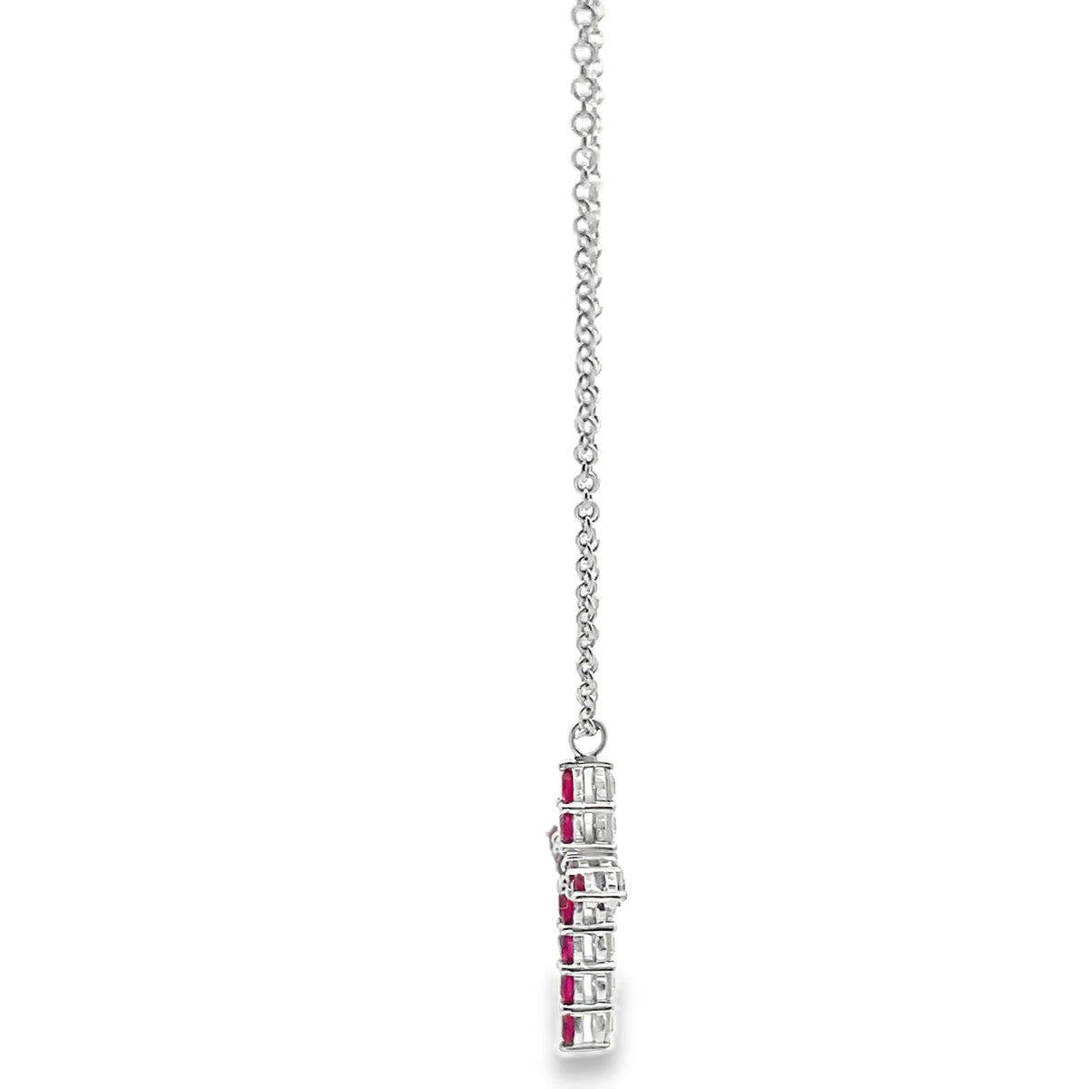 18K White Gold Reversible Rubies & Diamond Cross Pendant Necklace