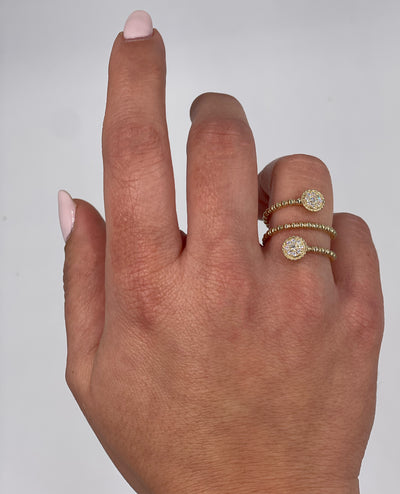 14K Yellow Gold Diamond Three Layer Spiral Flexible Ring